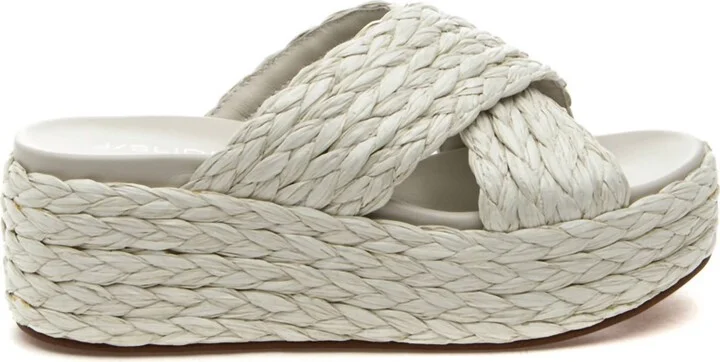Women's Quiver Wedge Sandal In Bone Raffia