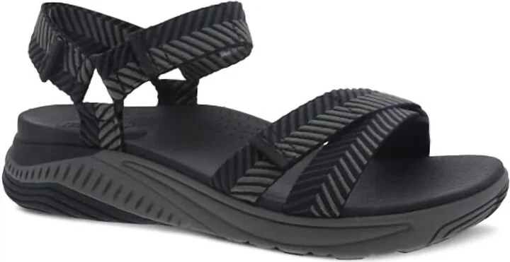 Women's Racquel Casual Sandals In Black Herringbone