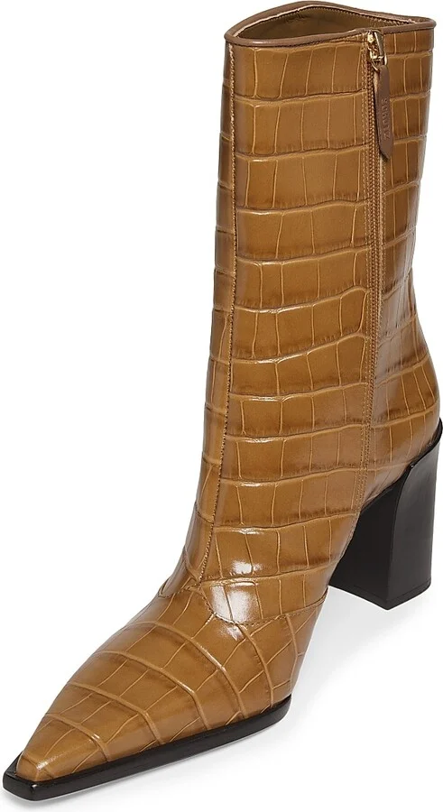 Women's Raffaela 90MM Crocodile-Embossed Leather Booties - Pistacho - Size 5 - Image 2