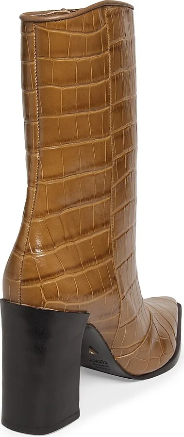 Women's Raffaela 90MM Crocodile-Embossed Leather Booties - Pistacho - Size 5 - Image 3