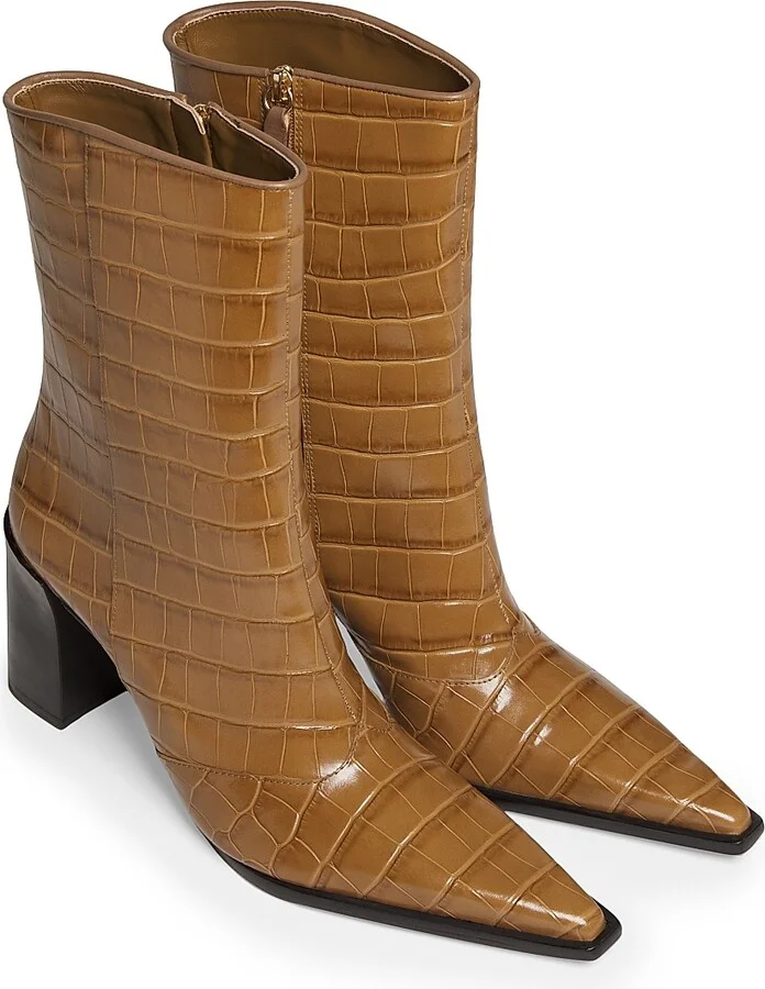 Women's Raffaela 90MM Crocodile-Embossed Leather Booties - Pistacho - Size 5 - Image 4