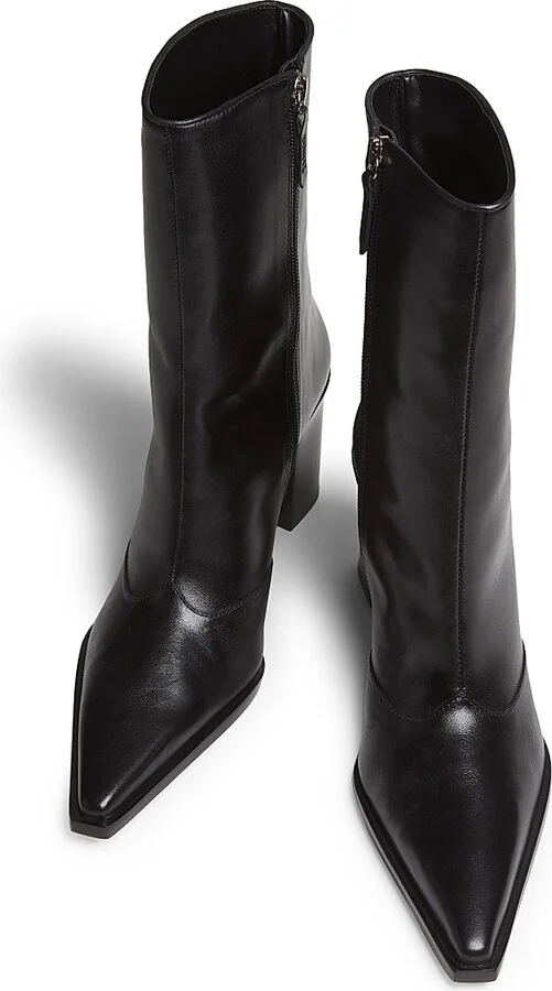 Women's Raffaela 90MM Leather Booties - Black - Size 5 - Image 4