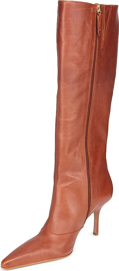 Women's Raffaela 90MM Leather Boots - Truffle Brown - Size 5 - Image 2