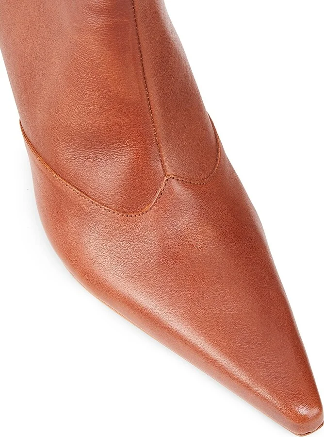 Women's Raffaela 90MM Leather Boots - Truffle Brown - Size 5 - Image 4