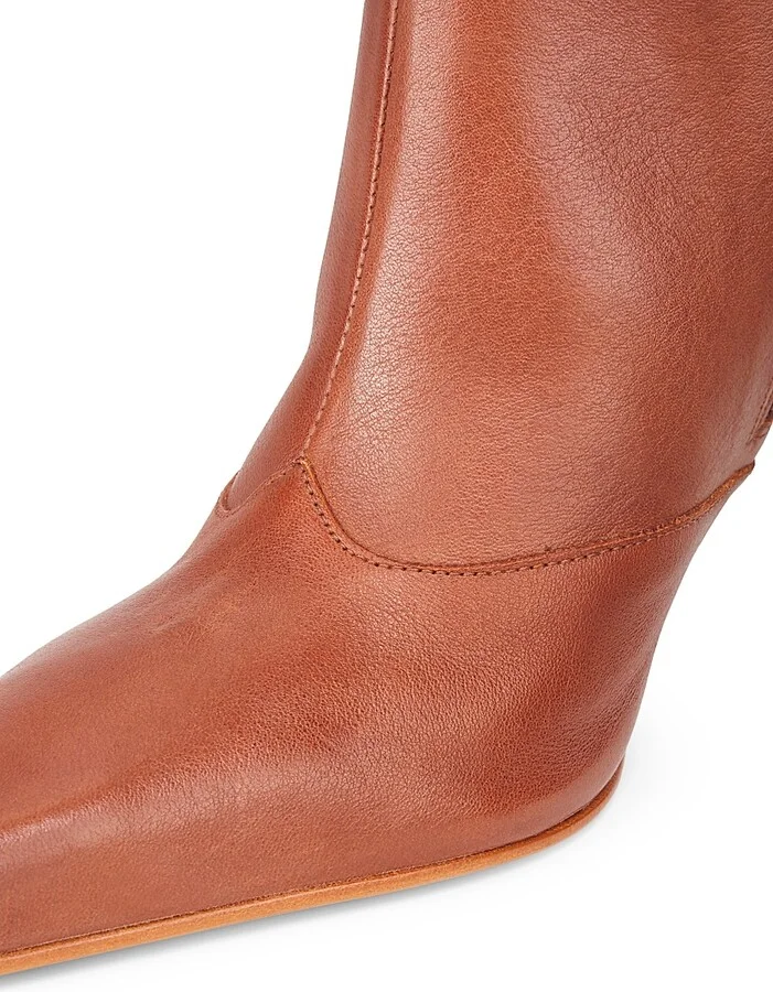 Women's Raffaela 90MM Leather Boots - Truffle Brown - Size 5 - Image 6