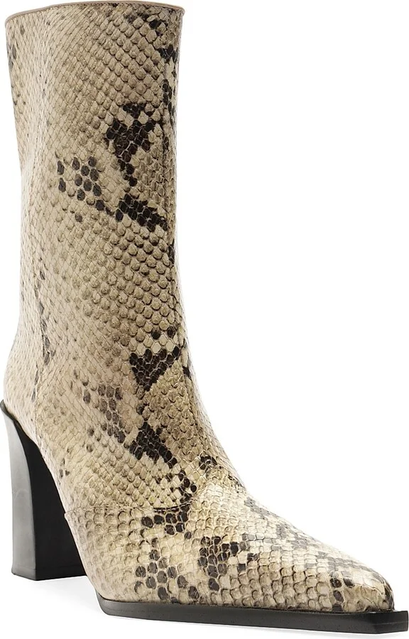 Women's Raffaela 90MM Snake-Print Leather Boots - Natural - Size 7.5 - Image 2