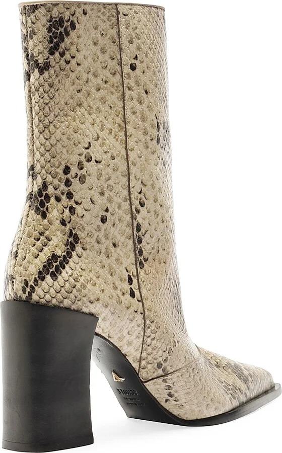 Women's Raffaela 90MM Snake-Print Leather Boots - Natural - Size 7.5 - Image 4