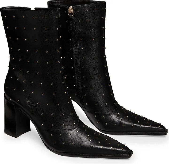 Women's Raffaela 90MM Studded Leather Booties - Black - Size 5 - Image 2