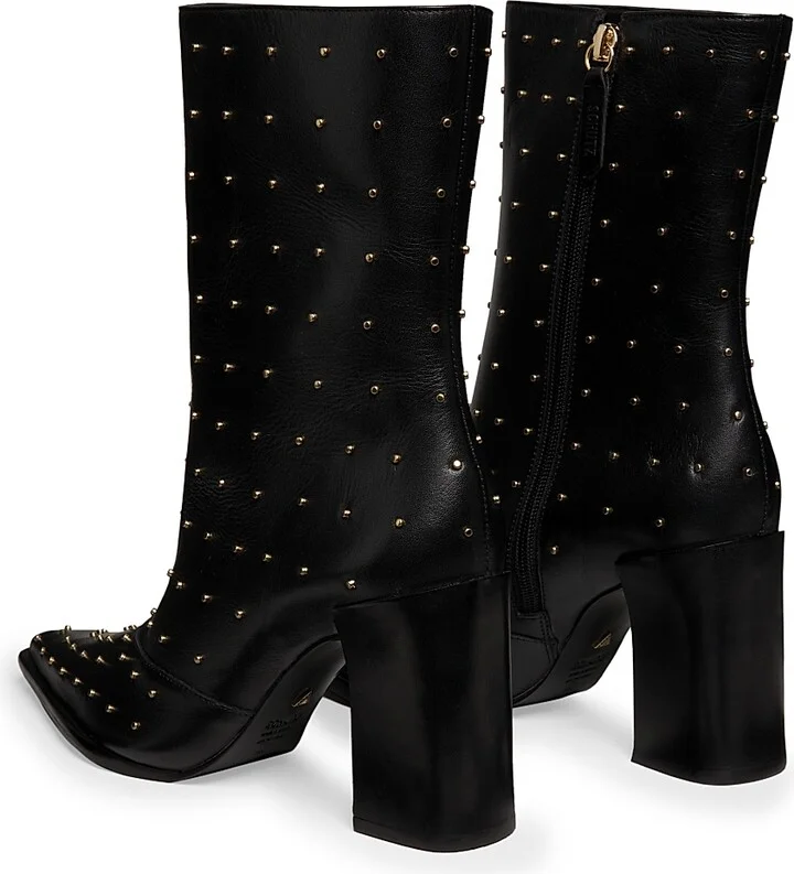 Women's Raffaela 90MM Studded Leather Booties - Black - Size 5 - Image 3