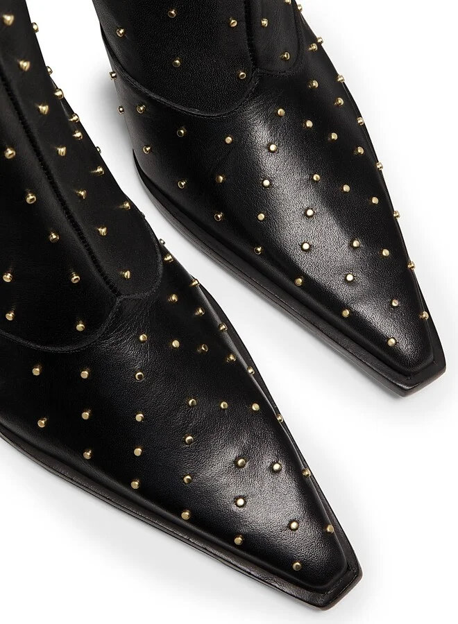 Women's Raffaela 90MM Studded Leather Booties - Black - Size 5 - Image 6