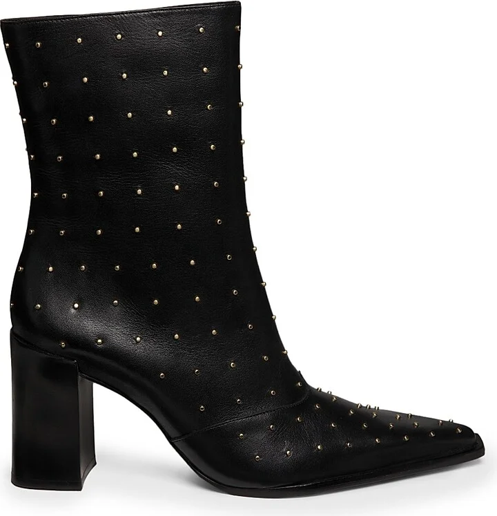 Women's Raffaela 90MM Studded Leather Booties - Black - Size 5