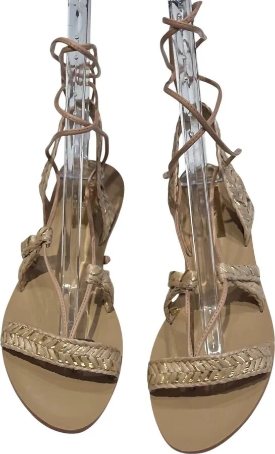 Women's Raffia Ankle Wrap Sandals In Nude