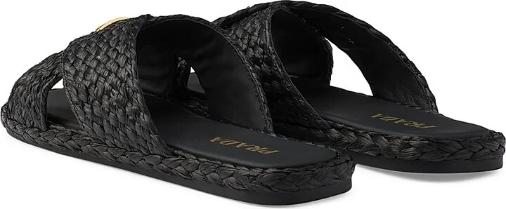 Women's Raffia Crisscross Slides - Beige Khaki - Size 9 - Image 6