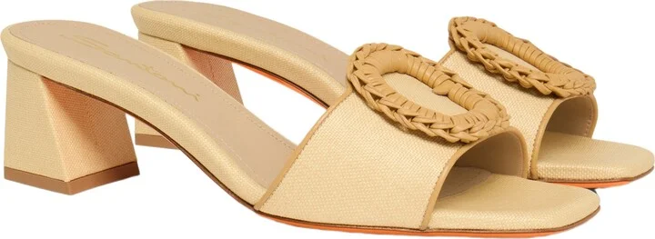 Women's raffia mid-heel sandal - Image 3
