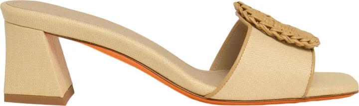 Women's raffia mid-heel sandal