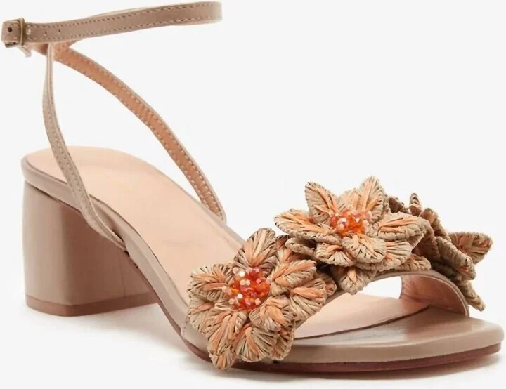 Women's Raffia Sandal In Brown