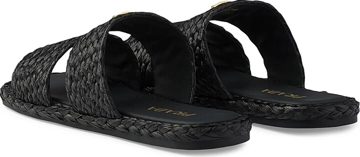 Women's Raffia Slides - Black - Size 5 - Image 3