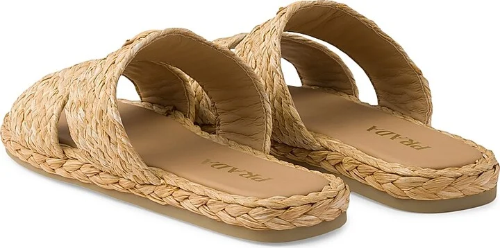 Women's Raffia Slides - Black - Size 5 - Image 6