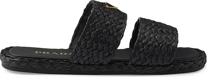 Women's Raffia Slides - Black - Size 5