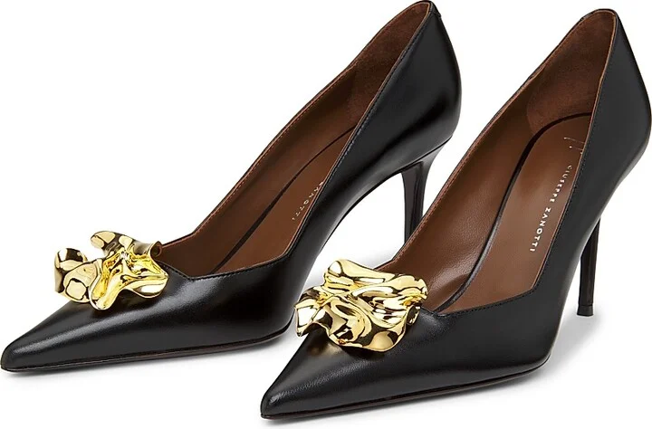 Women's Raquel 85MM Leather Pumps - Nero Oro - Size 6 - Image 2