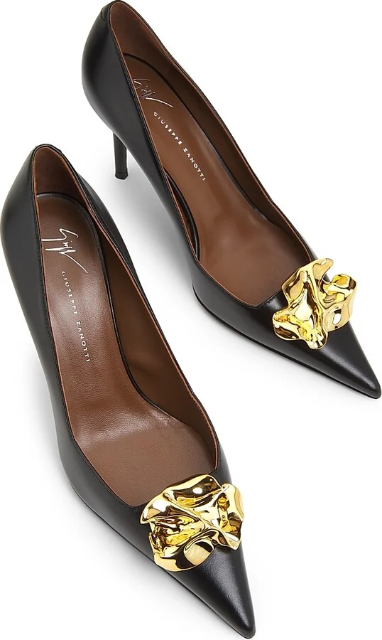 Women's Raquel 85MM Leather Pumps - Nero Oro - Size 6 - Image 4