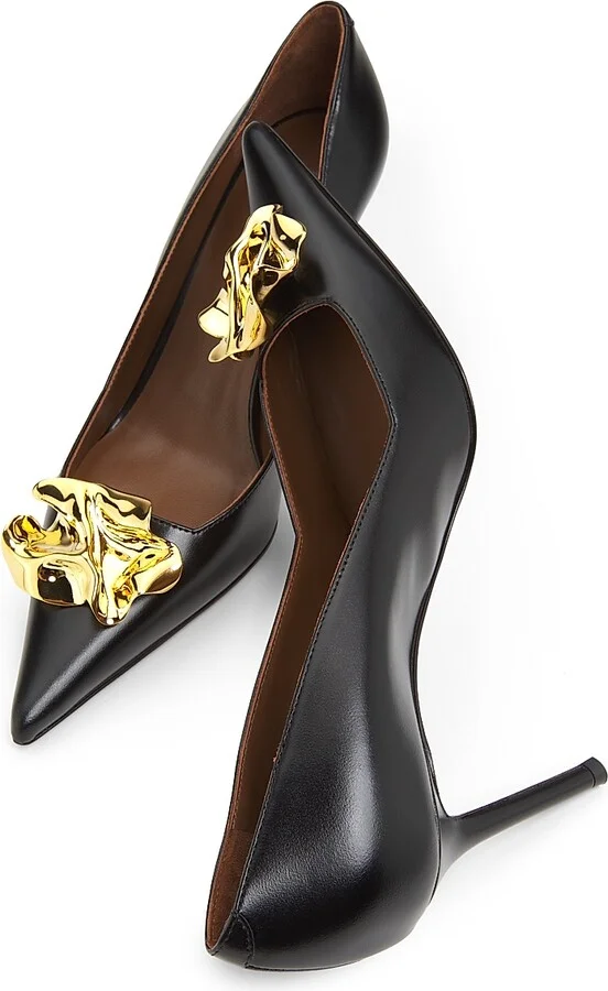 Women's Raquel 85MM Leather Pumps - Nero Oro - Size 6 - Image 6