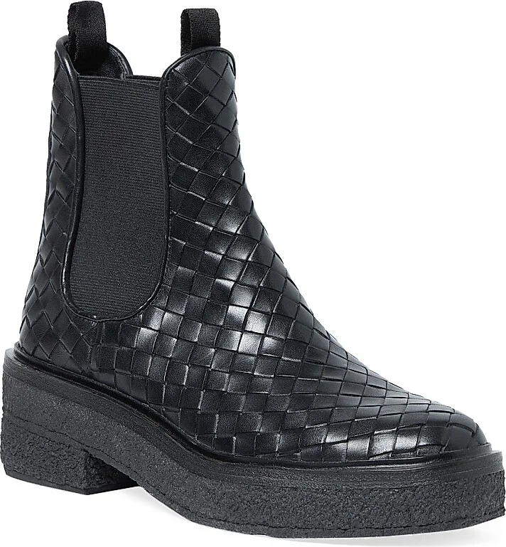 Women's Raquel Woven Leather Ankle Boots - Black - Size 9.5 - Image 2