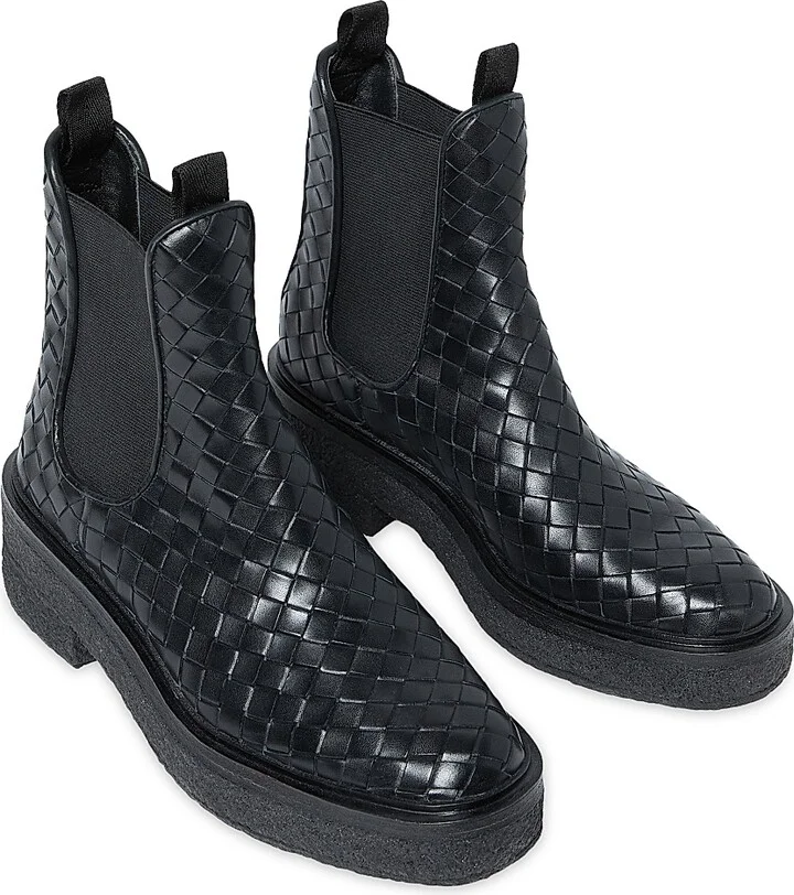 Women's Raquel Woven Leather Ankle Boots - Black - Size 9.5 - Image 3