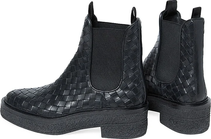 Women's Raquel Woven Leather Ankle Boots - Black - Size 9.5 - Image 4