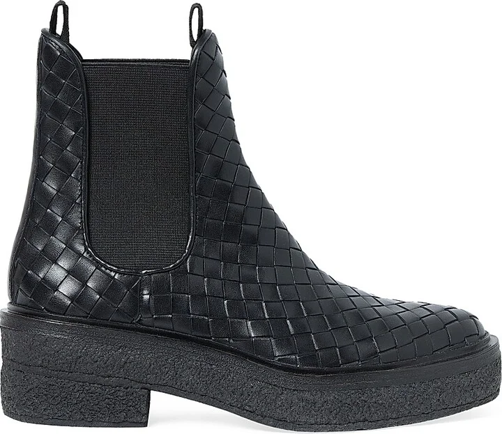Women's Raquel Woven Leather Ankle Boots - Black - Size 9.5