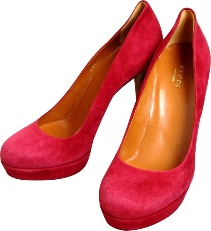 Women's Raspberry Suede Platform Pump Shoes (39 G / 9 US) - Image 2