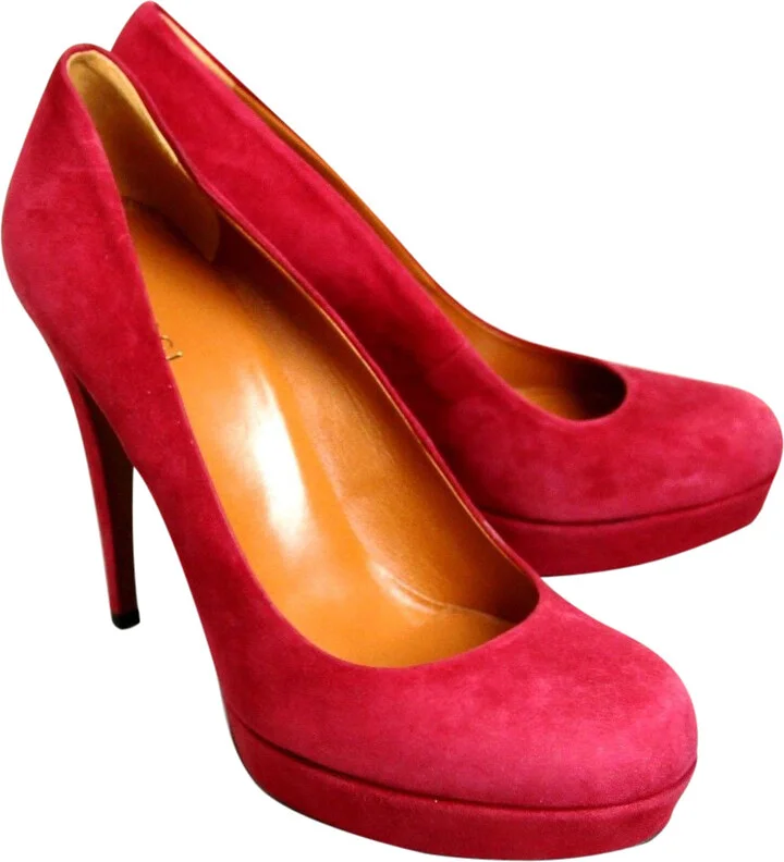 Women's Raspberry Suede Platform Pump Shoes (39 G / 9 US) - Image 4