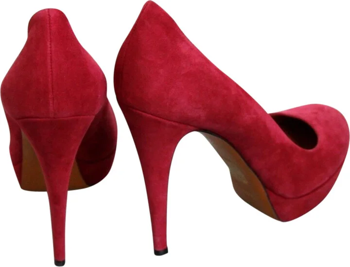 Women's Raspberry Suede Platform Pump Shoes (39 G / 9 US) - Image 6