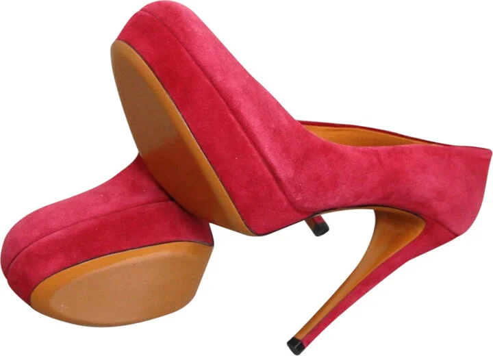 Women's Raspberry Suede Platform Pump Shoes (39 G / 9 US) - Image 7