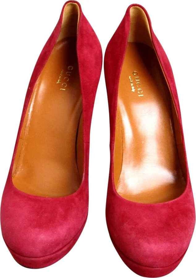 Women's Raspberry Suede Platform Pump Shoes - Image 3