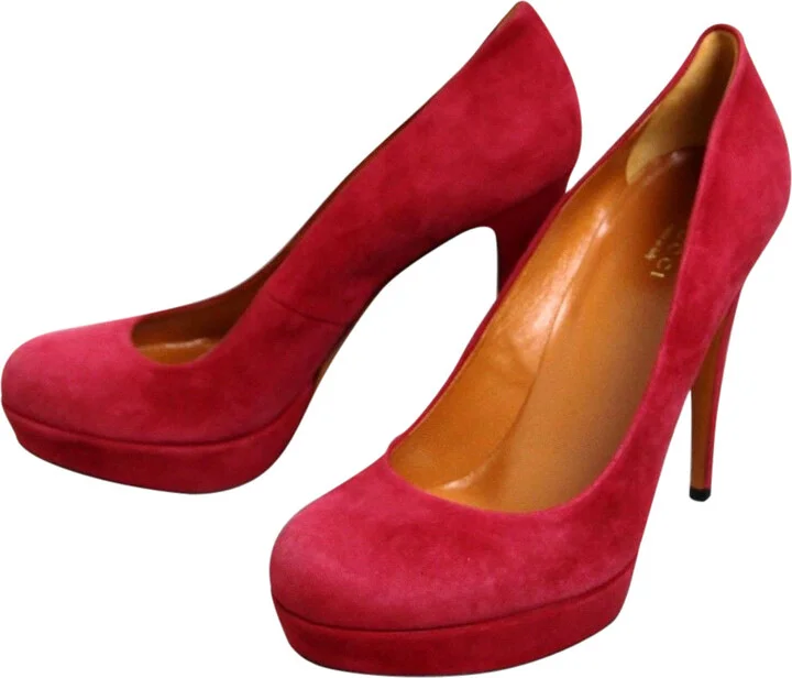 Women's Raspberry Suede Platform Pump Shoes - Image 5