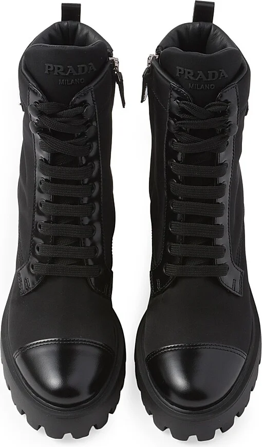 Women's Re-Nylon and Leather Booties - Black - Size 6 - Image 3