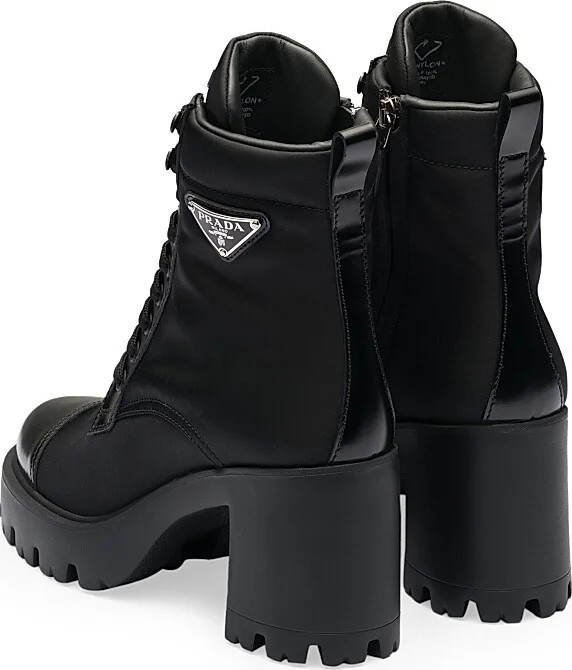 Women's Re-Nylon and Leather Booties - Black - Size 6 - Image 4