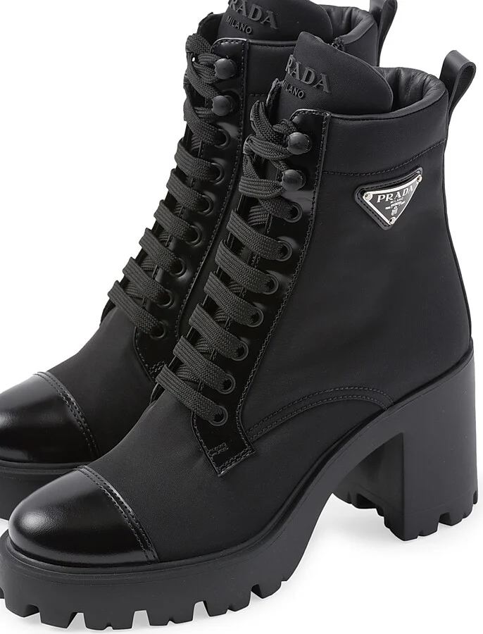 Women's Re-Nylon and Leather Booties - Black - Size 6 - Image 5