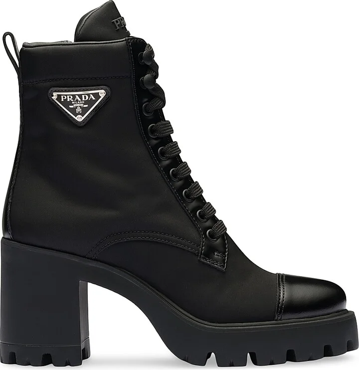 Women's Re-Nylon and Leather Booties - Black - Size 6
