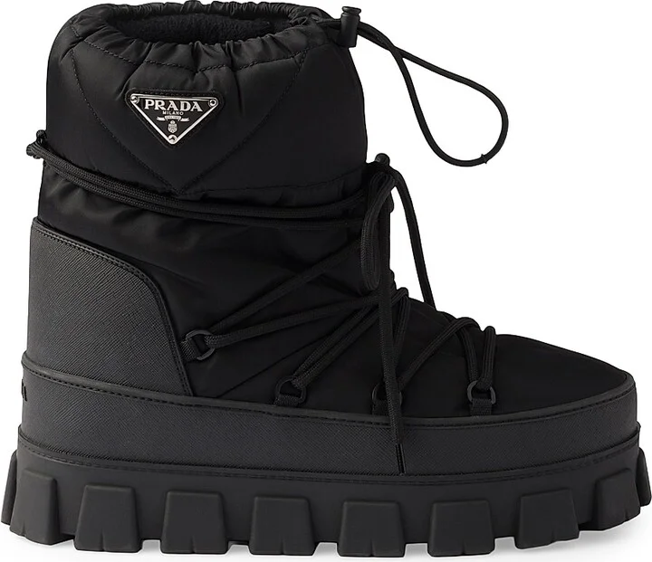Women's Re-Nylon Gabardine Après Ski Booties - Black - Size 11