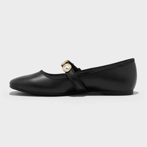 Women's Rebecca Embellished Strap Mary Jane Flats with Memory Foam Insole - A New Day™ : Buckle Closure, Textured Outsole - Image 2