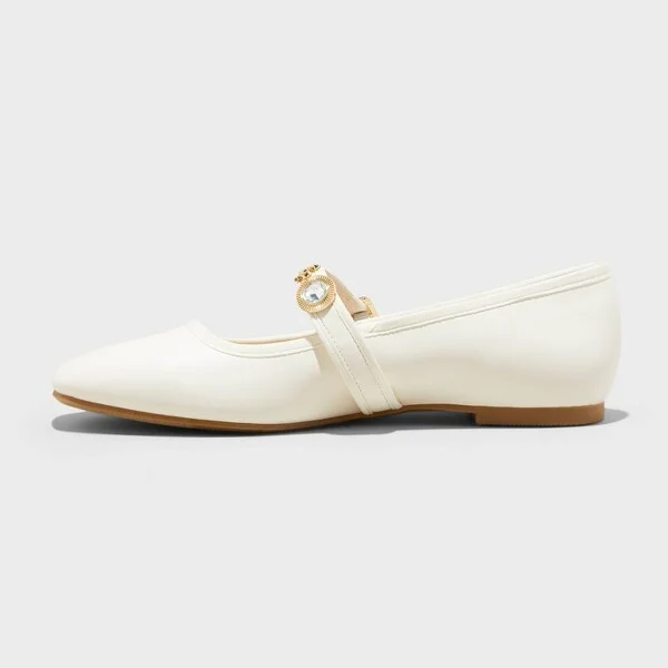 Women's Rebecca Embellished Strap Mary Jane Flats with Memory Foam Insole - A New Day™ : Buckle Closure, Textured Outsole - Image 3
