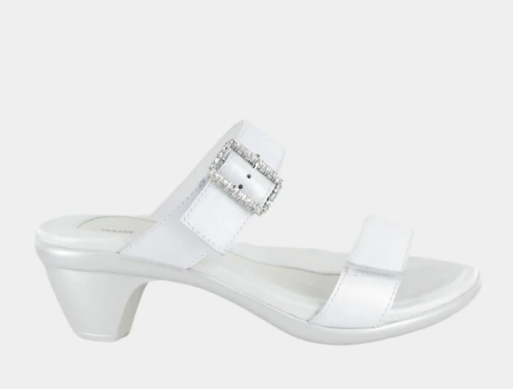 Women's Recent Heeled Slide Sandal In White Pearl