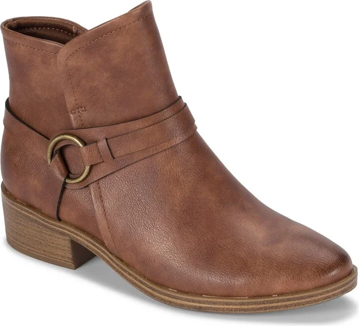 Womens Recycled Leather Block Heel Booties