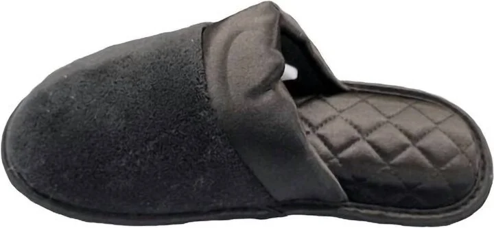 Women's Recycled Microterry And Satin Eco Clog Slipper In Black
