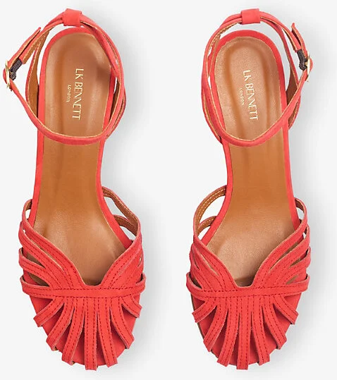 Womens Red-Aurora Red Aspen Suede Heeled Sandals Eur 39 / 6 Uk Women - Image 2