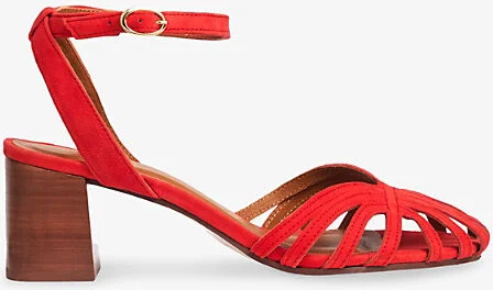 Womens Red-Aurora Red Aspen Suede Heeled Sandals Eur 39 / 6 Uk Women