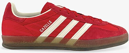 Womens Red Better Scarlet Cream Gazelle Indoor Pinstriped Satin and Suede Low-Top Trainers Eur 41.5 / 8.5 Uk Women