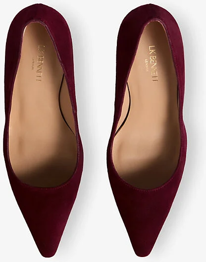 Womens Red-Burgundy Floret Suede Courts Eur 35 / 2 Uk Women - Image 2